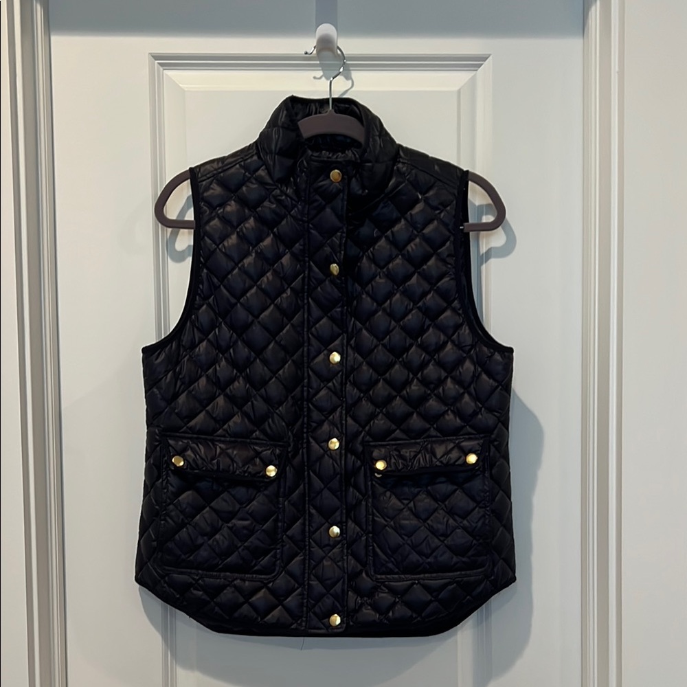 Jcrew Quilted Down Insulated Shiny Field Puffer Vest in Navy